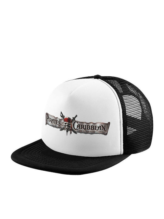 Pirates Caribbean Καπέλο Ενηλίκων Soft Trucker Δίχτυ Black White Polyester Ενηλικων Unisex One Size