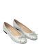 Leather Ballerinas Silver