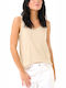 Women's Summer Blouse Linen Sleeveless Oatmeal Melange