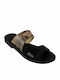 Leather Women's Flat Sandals in Brown Color