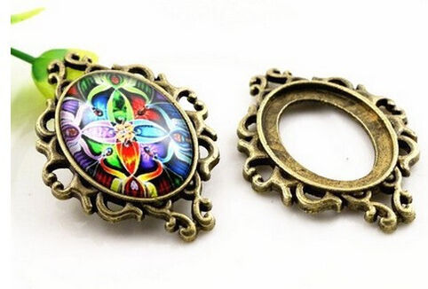 Metallanhänger Bronze Blumen 18x25mm 3 Stück