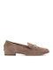 Leather Women's Moccasins in Beige Color