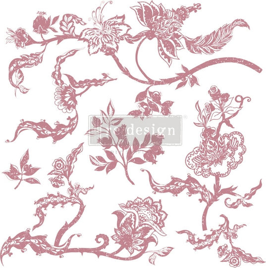 Re-design Distressed Floral Prints Stamp 30.5x30.5cm