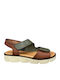 Leder Flache Sandalen für Damen Anatomisch Flatforms in Grün Farbe