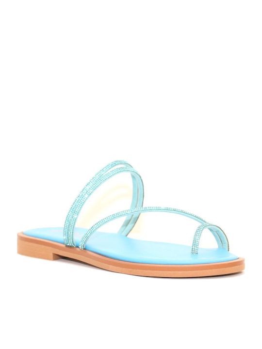 Sandale Casual Damă De Piele Albastru Deschis
