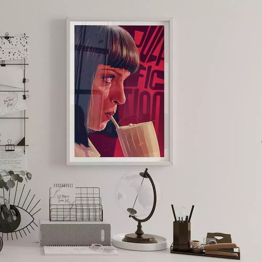 Poster Pulp Fiction Mia Wallace Mv007 30cm X 40cm Ramă Neagră Premium din Lemn