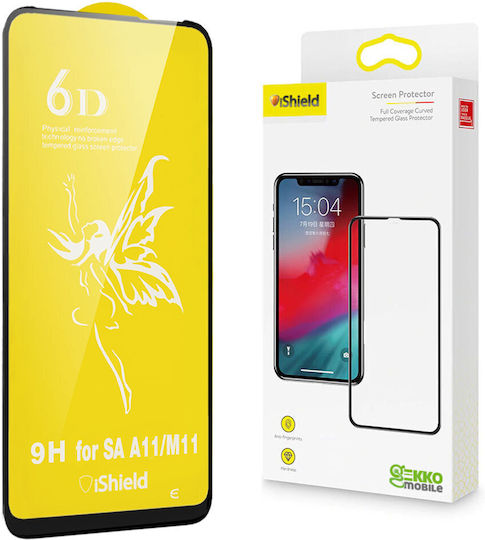 Ishield Kompatibel Samsung A11 Magic 6d Gehärtetes Glas Voller Leim Displayschutzfolie Transparent Schwarz Kanten Leicht Gebogen