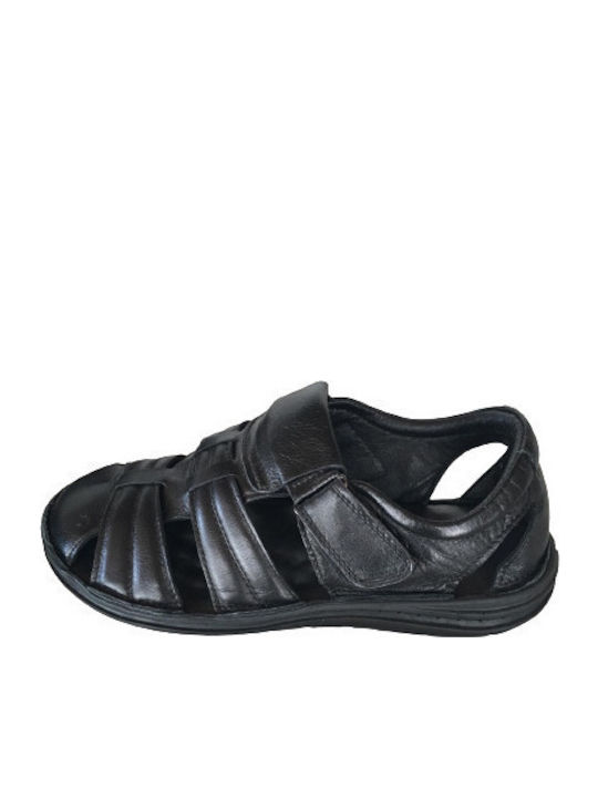 Leder Herrensandalen in Schwarz Farbe