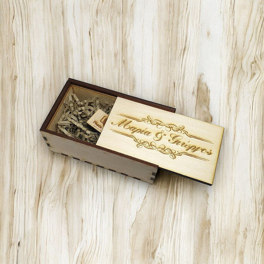 Дървена кутия с плъзгащ се капак USB стик Имена Код 1908