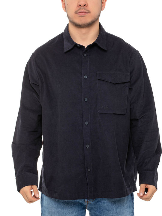 Armani Exchange Long-sleeved Corduroy Shirt Blue