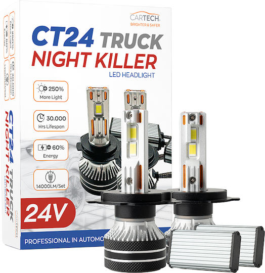 Cartech Lamps Car H4 LED 6000K Cold White 24V 140W 2pcs