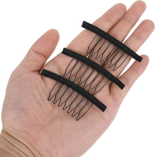 60 buc Cleme negre antiderapante 7 dinți pentru peruci