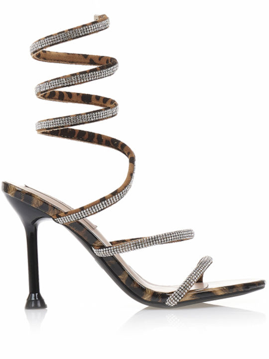 Tsoukalas Sandalen aus Lackleder mit Strass Silber
