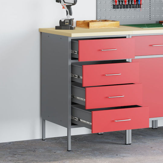 Laboratory Cabinet Red 50x55x85 cm Steel Red 4103461
