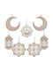 Hängendes Ornament Mix Schmuckstücke Hölzern Beige Set 7Stück