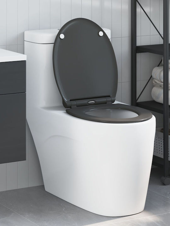 vidaXL Plastic Soft Close Toilet Seat Gray 37.5cm 42002362