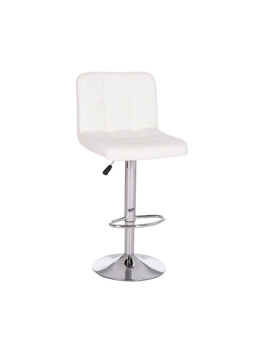 Stool Bar Diana with Back & Adjustable Height White 2pcs 44x52x109cm