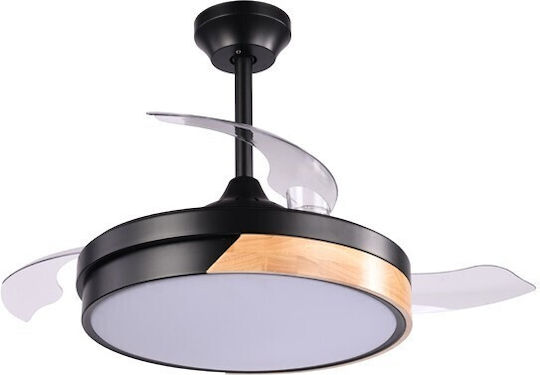 Eurolamp Ανεμιστήρας Οροφής 107cm με Φως Μαύρος