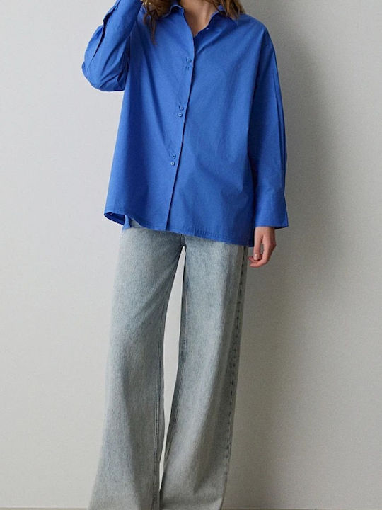 Women's Long Sleeve Shirt Blue Azure