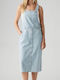 Καλοκαιρινό Midi Φόρεμα Τζιν Light Blue