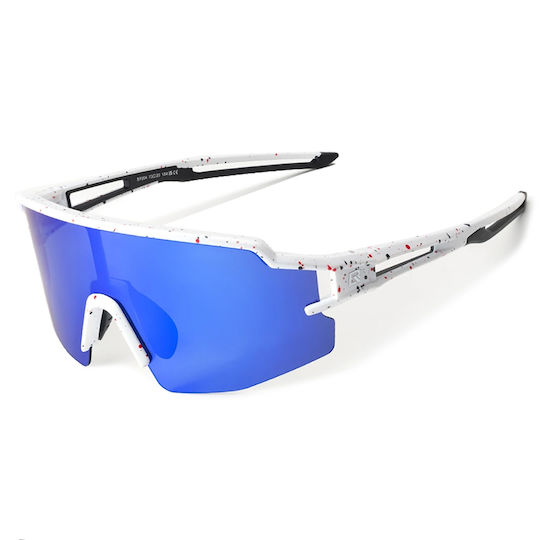 Rockbros Cycling Glasses with Blue Frame & Polarized Lenses