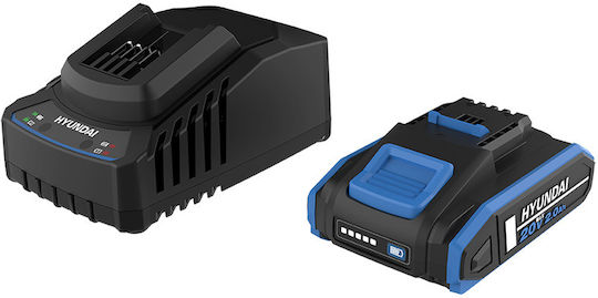 Hyundai Bi20-2/c20-2 Set 2ah 20v Battery + Charger Black Blue