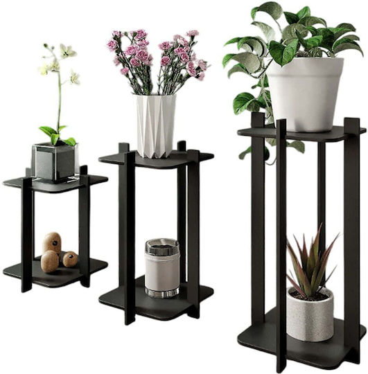 Hanah Home Plant Stands Wooden Black 23cmx23cmx30cmcm. 3pcs