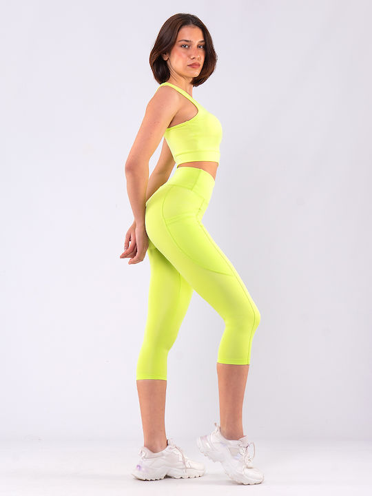 The Lady Yoga Γυναικείο Capri Κολάν Ψηλόμεσο Lime