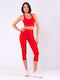 Women's Capri Yoga Legging High Waisted Red