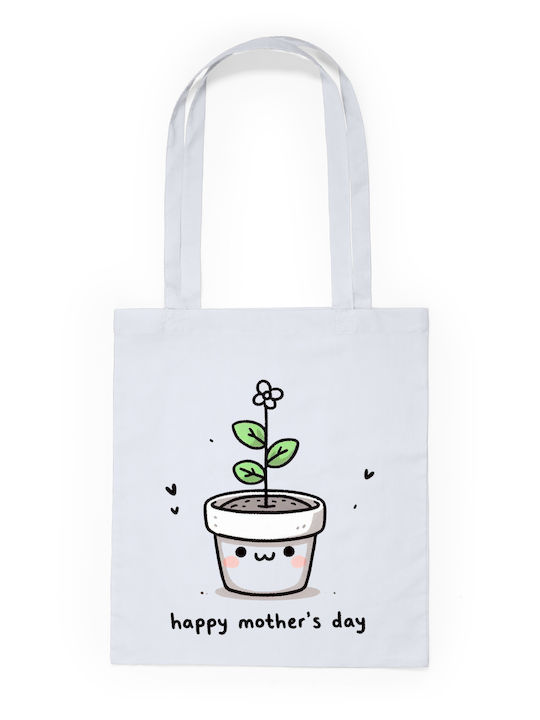 Τσάντα Πάνινη Λευκό Μακριά Χερούλια 100% Cotton 140gsm Happy Mothers Day Dp2368