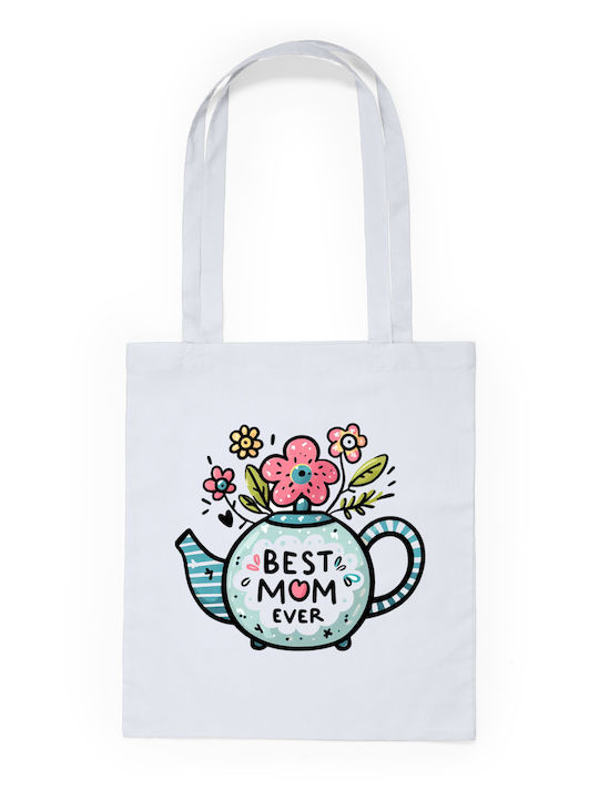 Canvas Bag White Long Handles 100% Cotton 140gsm Best Mom Ever Dp2351
