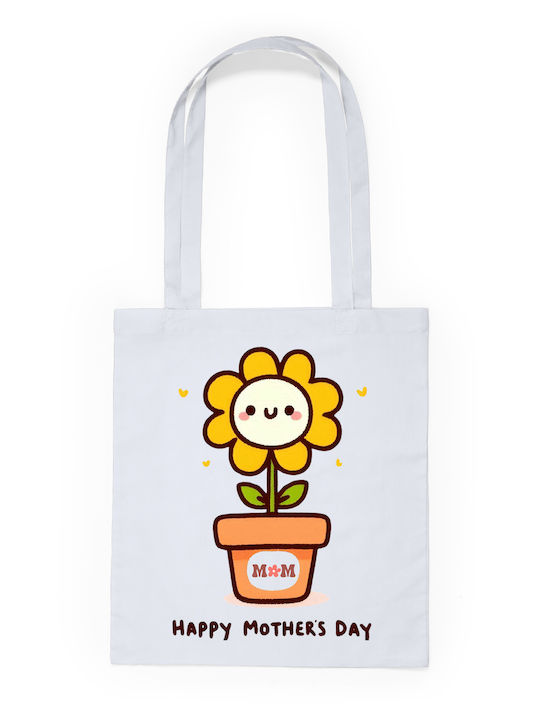 Τσάντα Πάνινη Λευκό Μακριά Χερούλια 100% Cotton 140gsm Happy Mothers Day Dp2362