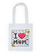 Canvas Bag White Long Handles 100% Cotton 140gsm I Love Mom Dp2356