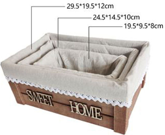 Holzrechteckiger Korb 3 Stück Galifas 807332 Galifas