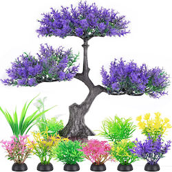Purple Artificial Aquarium Tree Set Colorful Bushes