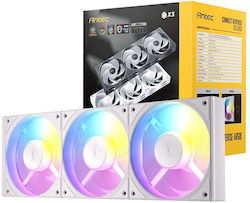 Antec Ventilator Pentru Carcasă C120R Lamă Inversată (1800rpm / 43.2cfm) cu Iluminare ARGB și Conexiune 3-Pin / 4-Pin PWM 3 Bucăți Albe