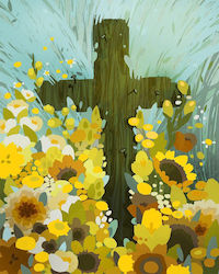 Christian Cross Floral Paint By Numbers 40x50 Cm