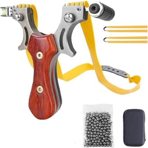 Set de gheare metalice tăiate cu laser 10 mm bile metalice 12 cm plutitor mâner din lemn carcasă maro inclusă