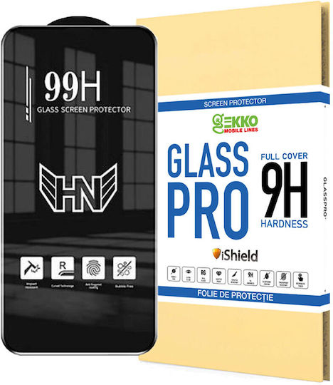 0.23mm Vollkleber Gehärtetes Glas Schwarz (Oppo Reno 4 - Gekko)