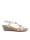 Women's Flat Sandals in Silver Color