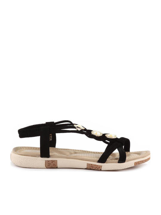 Fshoes Women's Flat Sandals in Black Color