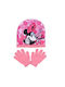 Minnie Kids Beanie Set with Gloves Fabric Pink