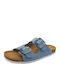 Leather Women's Flat Sandals Anatomic in Blue Color