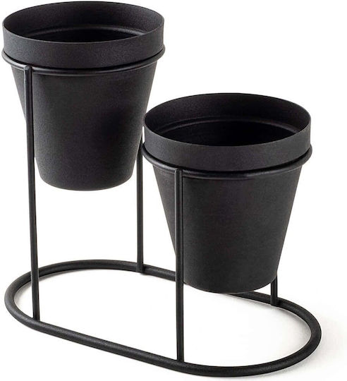 Aberto Design Κασπώ Μεταλλικό Μαύρο 19x19x16εκ.