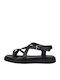 Connie Leather Women's Flat Sandals Black