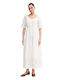 Dress Καλοκαιρινό Maxi Σεμιζιέ Φόρεμα White