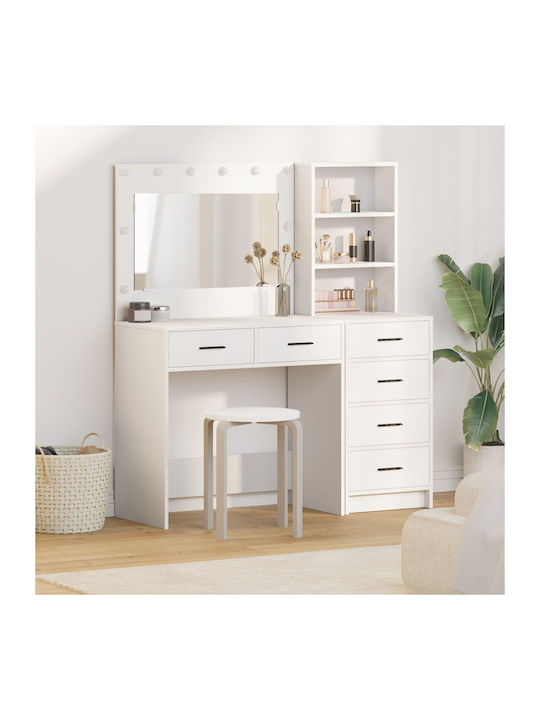 Floor-Standing Makeup Dressing Table Wooden Whi...