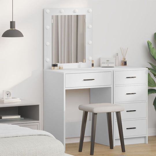 Floor-Standing Makeup Dressing Table Wooden White with Mirror 50x41x135cm
