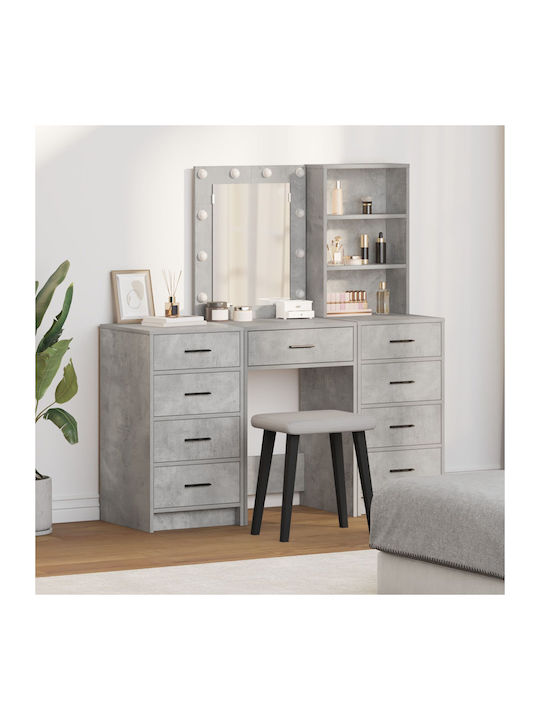 Bodenstehende Schminktisch Schlafzimmer Holz Grau Beton mit Spiegel 40x41x75cm
