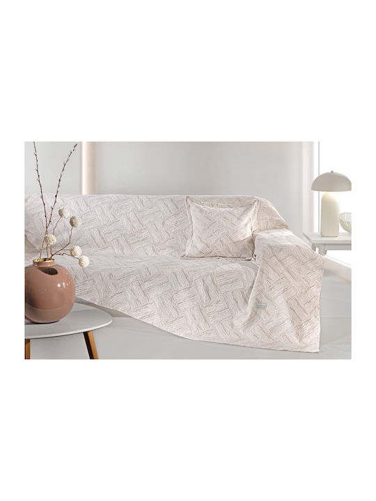 Guy Laroche Lucid Three-Seater Sofa Throw Chenille 180x300cm Natural